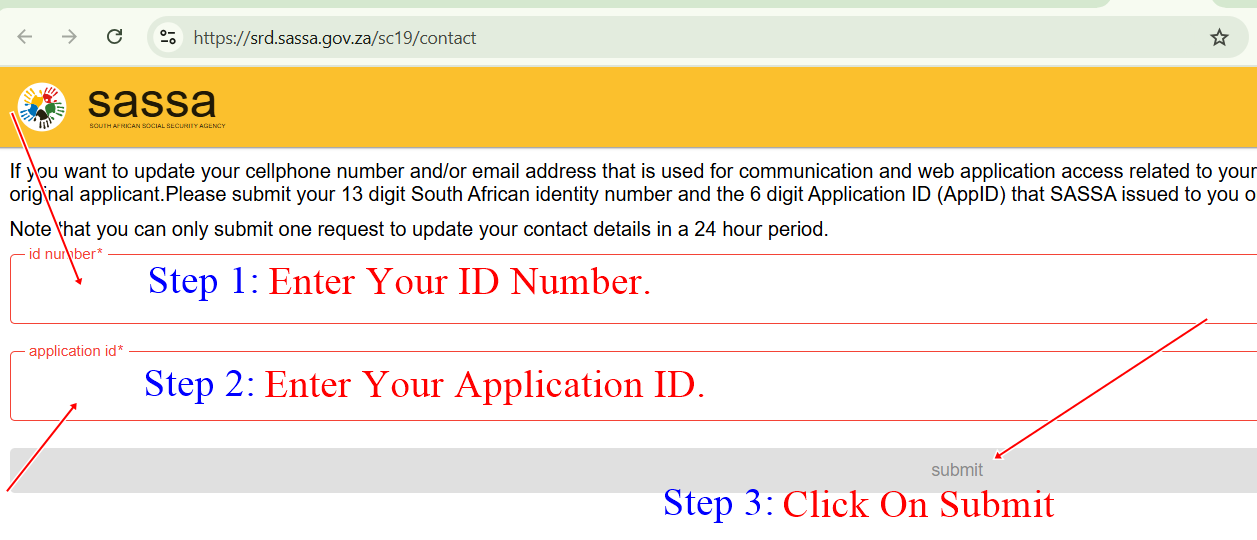 SASSA Change Cellphone Number